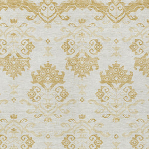 Homeroots 3' Stylish Beige Tan And Taupe Oriental Washable Area Rug For Indoor And Outdoor Spaces, Durable Design 3' X 5' Polyester 585424