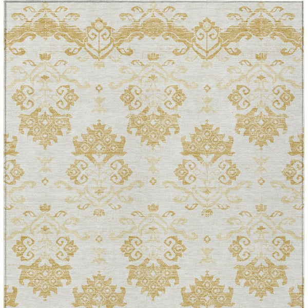Homeroots 3' Stylish Beige Tan And Taupe Oriental Washable Area Rug For Indoor And Outdoor Spaces, Durable Design 9' X 12' Polyester 585428