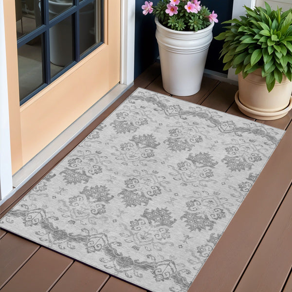 Homeroots 3' Stylish Beige Tan And Taupe Oriental Washable Area Rug For Indoor And Outdoor Spaces, Durable Design 3' X 5' Polyester 585430
