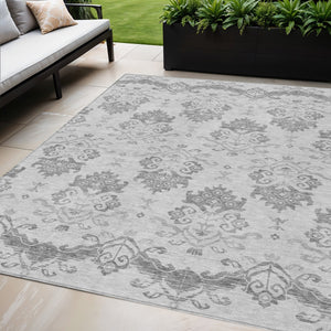 Homeroots 3' Stylish Beige Tan And Taupe Oriental Washable Area Rug For Indoor And Outdoor Spaces, Durable Design 5' X 8' Polyester 585431