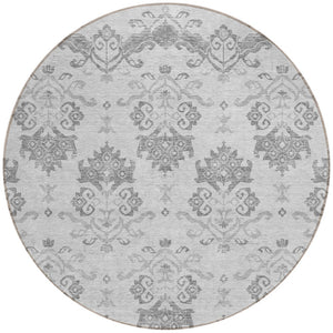 Homeroots 3' Stylish Beige Tan And Taupe Oriental Washable Area Rug For Indoor And Outdoor Spaces, Durable Design 8' Round Polyester 585432