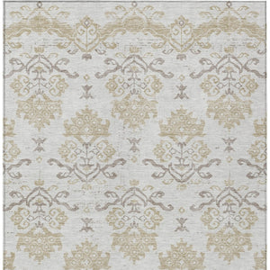 Homeroots 3' Stylish Beige Tan And Taupe Oriental Washable Area Rug For Indoor And Outdoor Spaces, Durable Design 3' X 5' Polyester 585436
