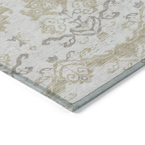 Homeroots 3' Stylish Beige Tan And Taupe Oriental Washable Area Rug For Indoor And Outdoor Spaces, Durable Design 3' X 5' Polyester 585436