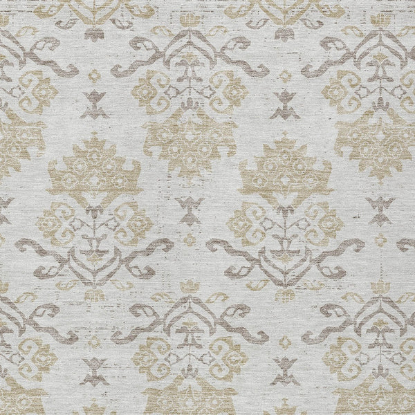 Homeroots 3' Stylish Beige Tan And Taupe Oriental Washable Area Rug For Indoor And Outdoor Spaces, Durable Design 3' X 5' Polyester 585436