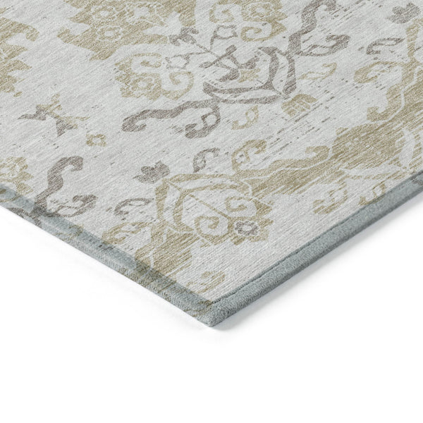 Homeroots 3' Stylish Beige Tan And Taupe Oriental Washable Area Rug For Indoor And Outdoor Spaces, Durable Design 5' X 8' Polyester 585437