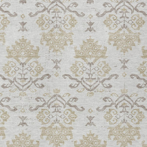 Homeroots 3' Stylish Beige Tan And Taupe Oriental Washable Area Rug For Indoor And Outdoor Spaces, Durable Design 5' X 8' Polyester 585437