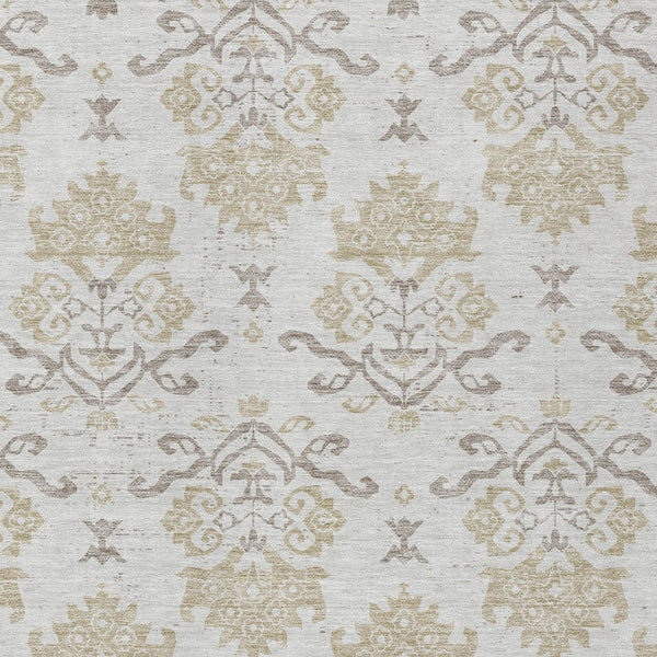 Homeroots 3' Stylish Beige Tan And Taupe Oriental Washable Area Rug For Indoor And Outdoor Spaces, Durable Design 5' X 8' Polyester 585437