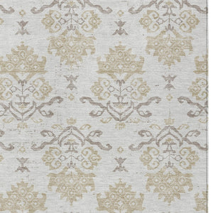 Homeroots 3' Stylish Beige Tan And Taupe Oriental Washable Area Rug For Indoor And Outdoor Spaces, Durable Design 8' X 10' Polyester 585439
