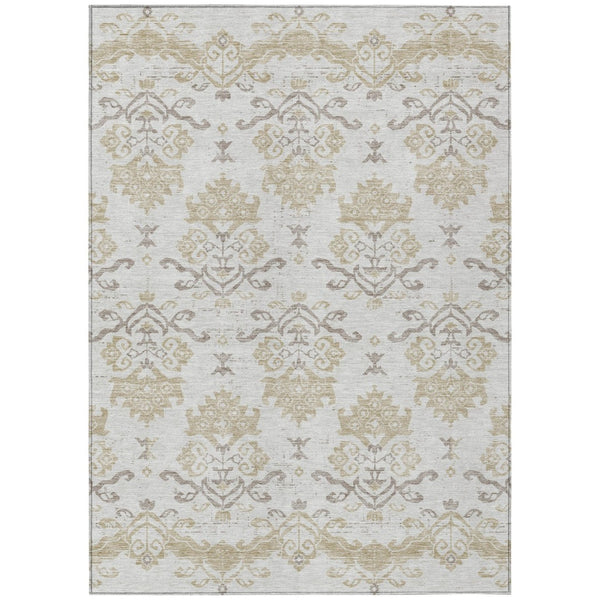 HomeRoots 9' Elegant Ivory Beige Taupe Oriental Washable Area Rug for Indoor & Outdoor Spaces, Durable Design 9' X 12' 585440