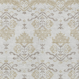 Homeroots 3' Stylish Beige Tan And Taupe Oriental Washable Area Rug For Indoor And Outdoor Spaces, Durable Design 9' X 12' Polyester 585440