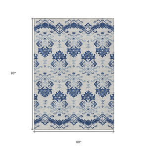 Homeroots 3' Stylish Beige Tan And Taupe Oriental Washable Area Rug For Indoor And Outdoor Spaces, Durable Design 5' X 8' Polyester 585443