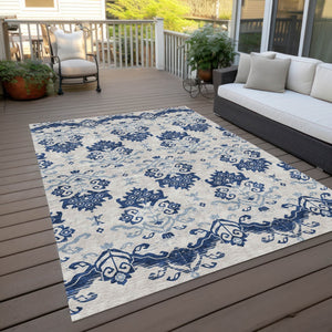 Homeroots 3' Stylish Beige Tan And Taupe Oriental Washable Area Rug For Indoor And Outdoor Spaces, Durable Design 5' X 8' Polyester 585443