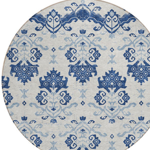 Homeroots 3' Stylish Beige Tan And Taupe Oriental Washable Area Rug For Indoor And Outdoor Spaces, Durable Design 8' Round Polyester 585444