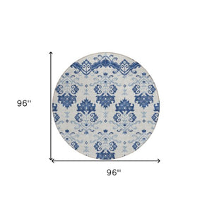 Homeroots 3' Stylish Beige Tan And Taupe Oriental Washable Area Rug For Indoor And Outdoor Spaces, Durable Design 8' Round Polyester 585444