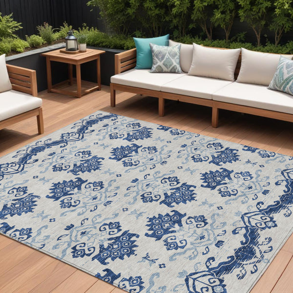Homeroots 3' Stylish Beige Tan And Taupe Oriental Washable Area Rug For Indoor And Outdoor Spaces, Durable Design 9' X 12' Polyester 585446