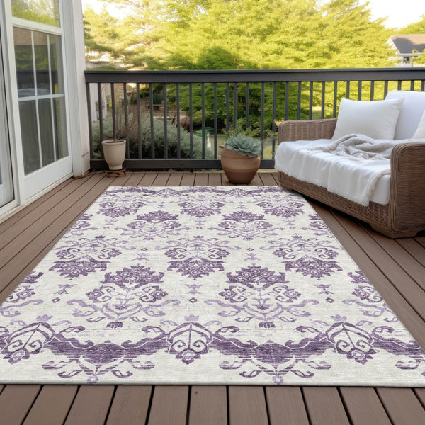 Homeroots 3' Stylish Beige Tan And Taupe Oriental Washable Area Rug For Indoor And Outdoor Spaces, Durable Design 3' X 5' Polyester 585448
