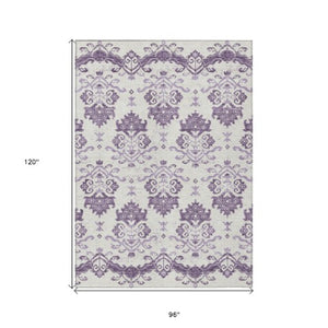 Homeroots 3' Stylish Beige Tan And Taupe Oriental Washable Area Rug For Indoor And Outdoor Spaces, Durable Design 8' X 10' Polyester 585451