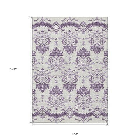 Homeroots 3' Stylish Beige Tan And Taupe Oriental Washable Area Rug For Indoor And Outdoor Spaces, Durable Design 9' X 12' Polyester 585452
