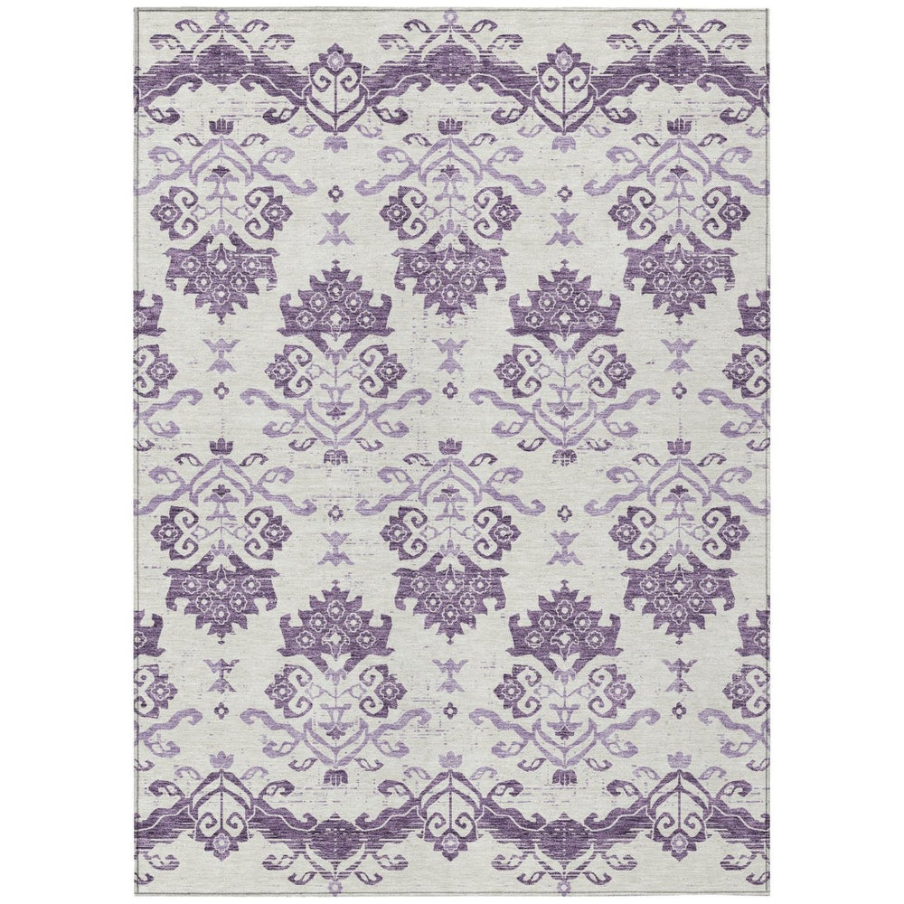 HomeRoots 9' Elegant Purple Silver Lilac Oriental Washable Area Rug for Indoor Outdoor Spaces, Versatile & Durable 9' X 12' 585452