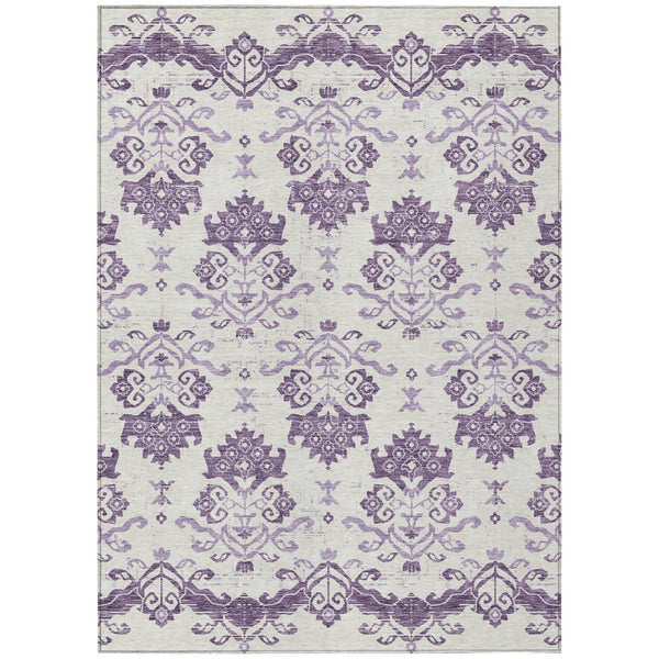 HomeRoots 9' Elegant Purple Silver Lilac Oriental Washable Area Rug for Indoor Outdoor Spaces, Versatile & Durable 9' X 12' 585452