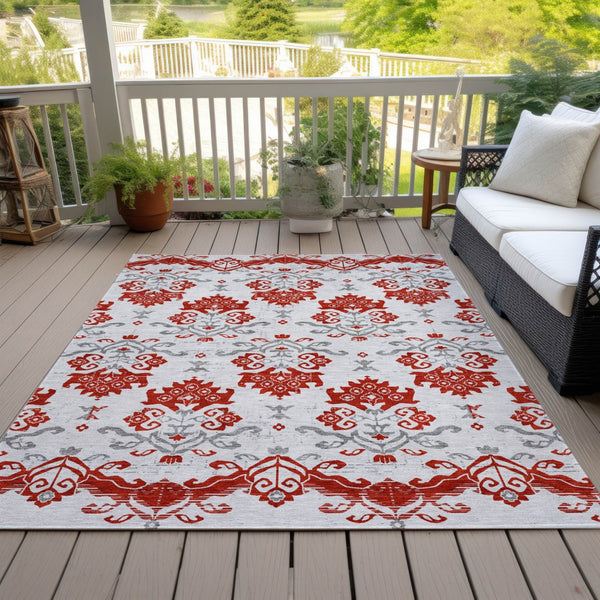 Homeroots 3' Stylish Beige Tan And Taupe Oriental Washable Area Rug For Indoor And Outdoor Spaces, Durable Design 5' X 8' Polyester 585455