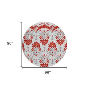 Homeroots 3' Stylish Beige Tan And Taupe Oriental Washable Area Rug For Indoor And Outdoor Spaces, Durable Design 8' Round Polyester 585456