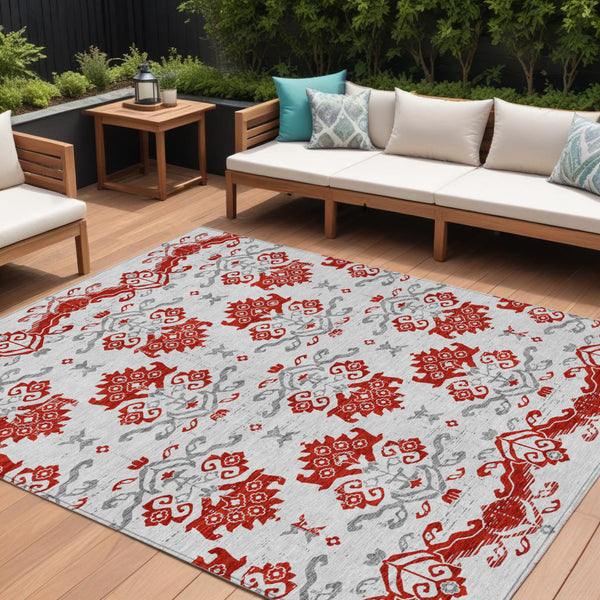 Homeroots 3' Stylish Beige Tan And Taupe Oriental Washable Area Rug For Indoor And Outdoor Spaces, Durable Design 9' X 12' Polyester 585458
