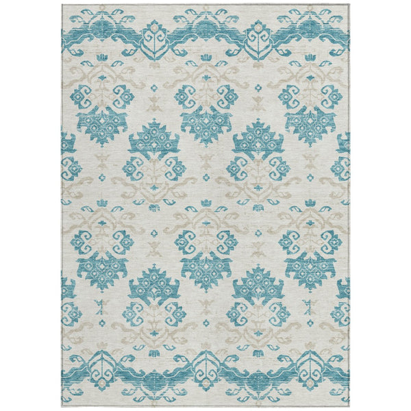 Homeroots 3' Stylish Beige Tan And Taupe Oriental Washable Area Rug For Indoor And Outdoor Spaces, Durable Design 9' X 12' Polyester 585464