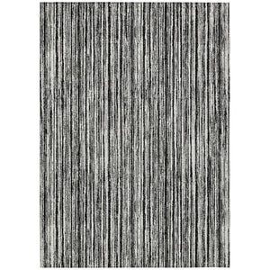 HomeRoots 5' Black and Ivory Striped Area Rug - Durable, Washable Design for Indoor and Outdoor Spaces 5' X 8' 585467
