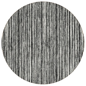 HomeRoots 5' Black and Ivory Striped Area Rug - Durable, Washable Design for Indoor and Outdoor Spaces 8' Round 585468