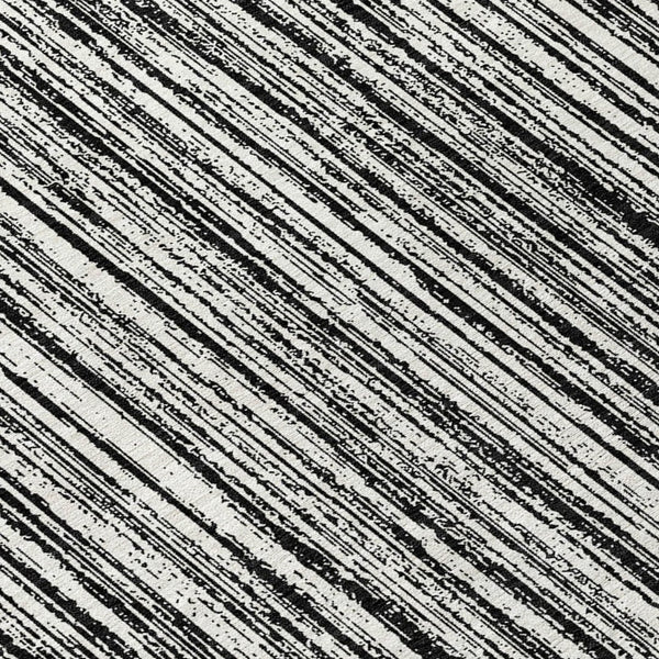 HomeRoots 5' Black and Ivory Striped Area Rug - Durable, Washable Design for Indoor and Outdoor Spaces 8' Round 585468