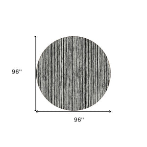HomeRoots 5' Black and Ivory Striped Area Rug - Durable, Washable Design for Indoor and Outdoor Spaces 8' Round 585468