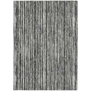 HomeRoots 5' Black and Ivory Striped Area Rug - Durable, Washable Design for Indoor and Outdoor Spaces 8' X 10' 585469