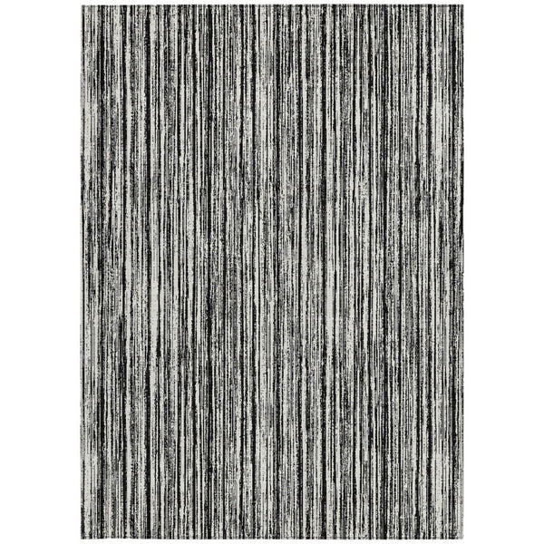 HomeRoots 5' Black and Ivory Striped Area Rug - Durable, Washable Design for Indoor and Outdoor Spaces 8' X 10' 585469