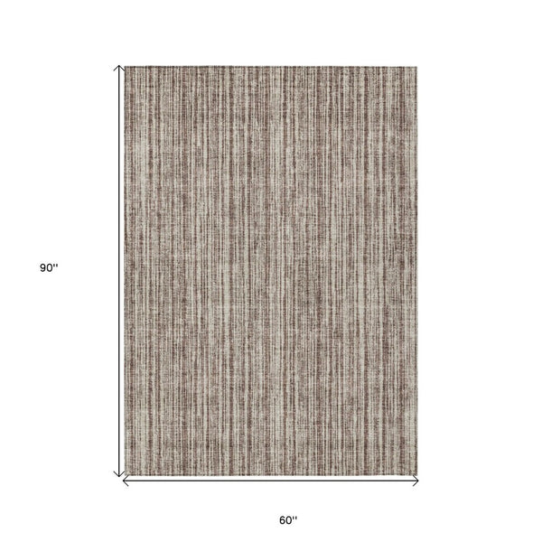HomeRoots 5' Striped Indoor Outdoor Area Rug - Durable, Washable, Low-Maintenance, Perfect for Any Space 5' X 8' 585473