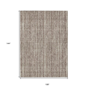 HomeRoots 9' Brown and Ivory Striped Washable Area Rug for Indoor and Outdoor Use - Stylish, Durable, Versatile 9' X 12' 585476