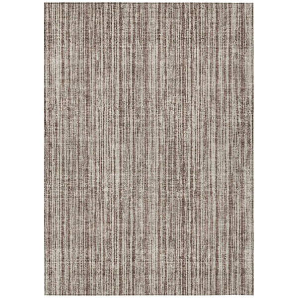 HomeRoots 9' Brown and Ivory Striped Washable Area Rug for Indoor and Outdoor Use - Stylish, Durable, Versatile 9' X 12' 585476