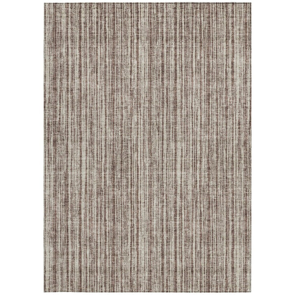 HomeRoots 9' Brown and Ivory Striped Washable Area Rug for Indoor and Outdoor Use - Stylish, Durable, Versatile 9' X 12' 585476