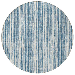 HomeRoots 5' Blue and Ivory Striped Washable Area Rug – Durable, Stylish, Indoor/Outdoor for High-Traffic Spaces 8' Round 585480