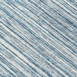 HomeRoots 5' Blue and Ivory Striped Washable Area Rug – Durable, Stylish, Indoor/Outdoor for High-Traffic Spaces 8' Round 585480