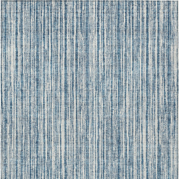 HomeRoots 5' Blue and Ivory Striped Washable Area Rug – Durable, Stylish, Indoor/Outdoor for High-Traffic Spaces 8' X 10' 585481
