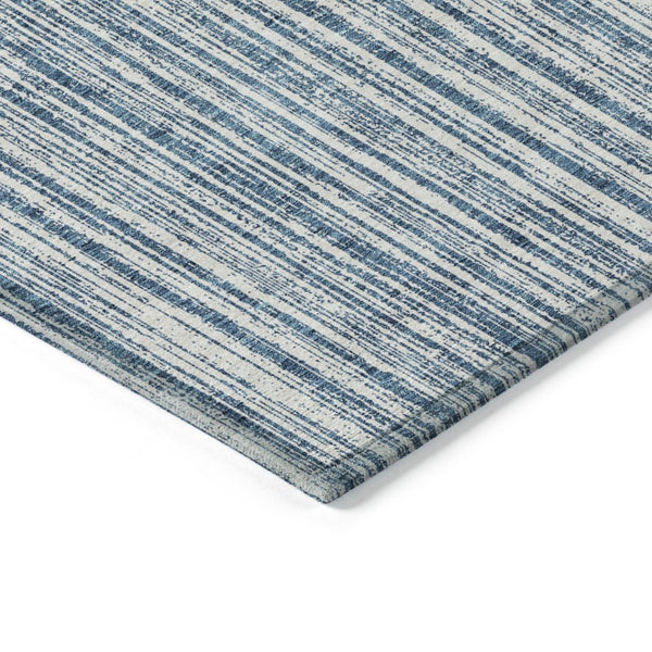 HomeRoots 5' Blue and Ivory Striped Washable Area Rug – Durable, Stylish, Indoor/Outdoor for High-Traffic Spaces 8' X 10' 585481