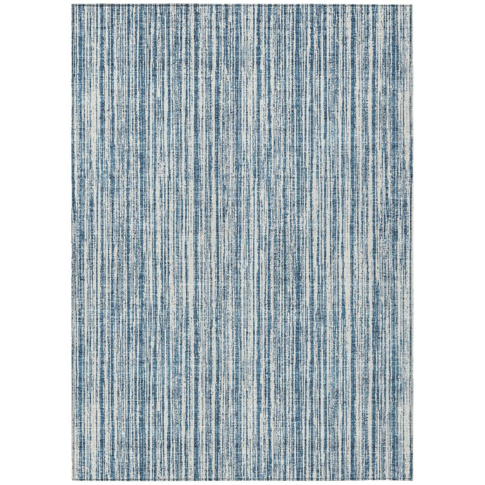 HomeRoots 9' Blue and Ivory Striped Indoor Outdoor Area Rug – Durable, Washable, Coastal Charm for Any Space 9' X 12' 585482