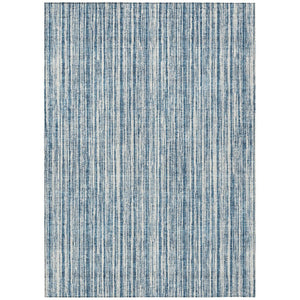 HomeRoots 5' Blue and Ivory Striped Washable Area Rug – Durable, Stylish, Indoor/Outdoor for High-Traffic Spaces 10' X 14' 585483
