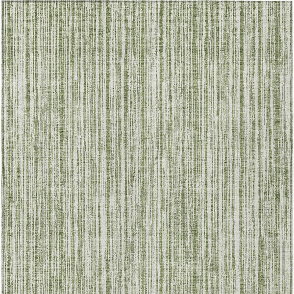 HomeRoots 5' Striped Indoor Outdoor Area Rug - Coastal Green and Ivory Design, Durable & Machine Washable 5' X 8' 585485