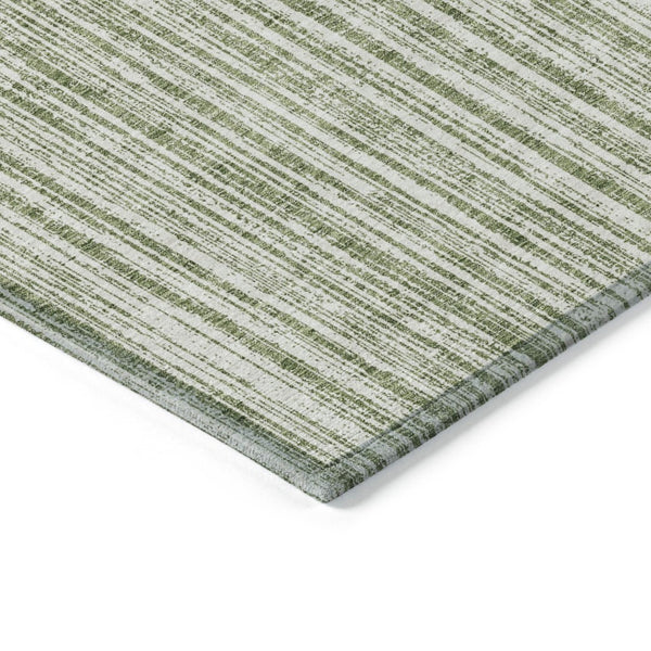 HomeRoots 5' Striped Indoor Outdoor Area Rug - Coastal Green and Ivory Design, Durable & Machine Washable 5' X 8' 585485