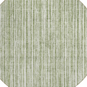 HomeRoots 5' Striped Indoor Outdoor Area Rug - Coastal Green and Ivory Design, Durable & Machine Washable 8' Round 585486