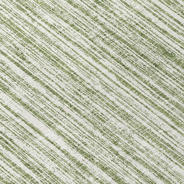 HomeRoots 5' Striped Indoor Outdoor Area Rug - Coastal Green and Ivory Design, Durable & Machine Washable 8' Round 585486