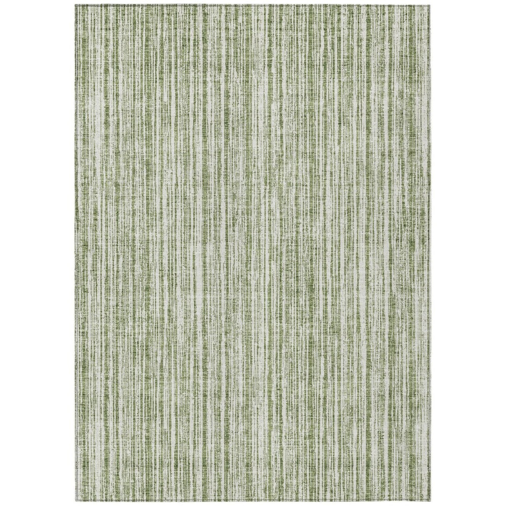 HomeRoots 9' Green and Ivory Striped Washable Area Rug - Durable, Stylish, Machine Washable for Indoor/Outdoor Use 9' X 12' 585488
