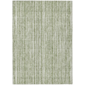 HomeRoots 5' Striped Indoor Outdoor Area Rug - Coastal Green and Ivory Design, Durable & Machine Washable 10' X 14' 585489